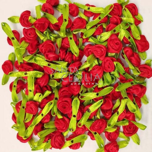 Rococó Mini Rosa de Cetim Vermelha | Armarinho Santa Cecília