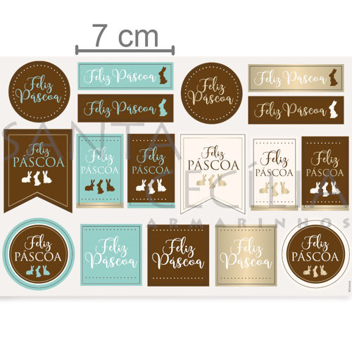 Etiquetas Adesivas para Presente - Chocolate - 2 Folhas com 17 Etiquetas