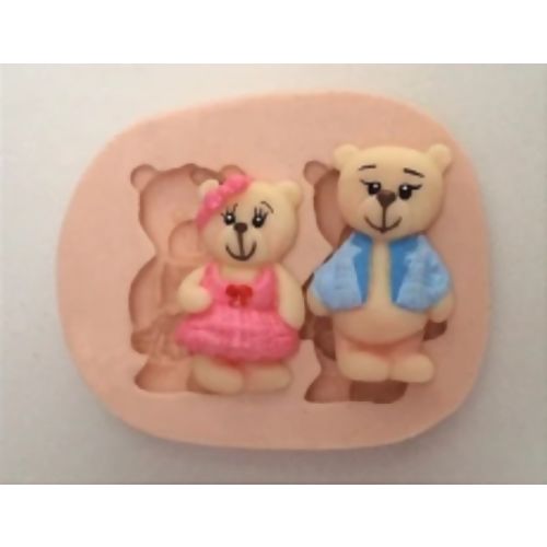 Molde de Silicone - Ursinho e Ursinha Mini Ref. 255