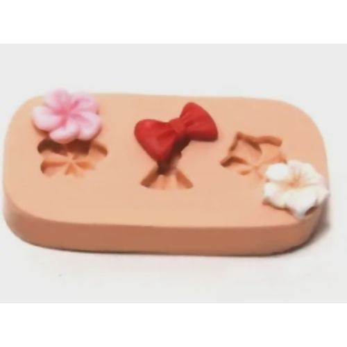 Molde de Silicone - Flores e Laço Ref. 535