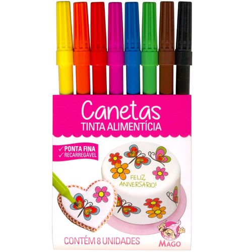 Kit de Canetas Tinta Alimentícia - 8 Cores