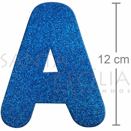 Letras em EVA Azul Royal com Glitter