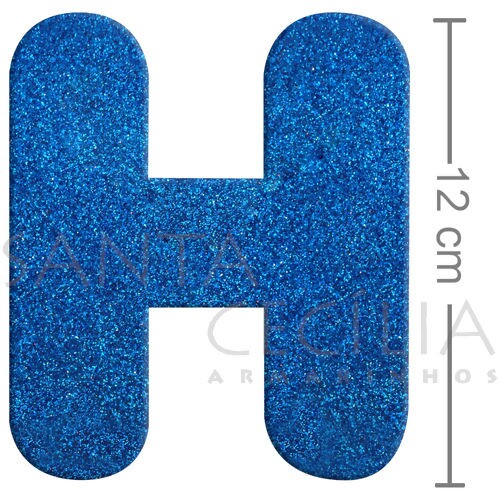 Letra em EVA Azul Royal com Glitter - H