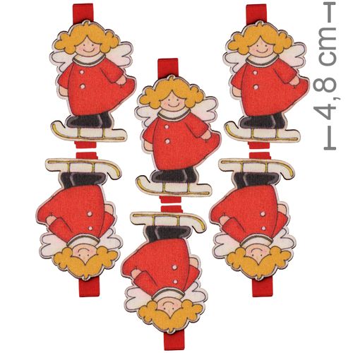 Pregador Mini Natal Ref.1505-93 Anjo Roupa Vermelha - 6 unidades