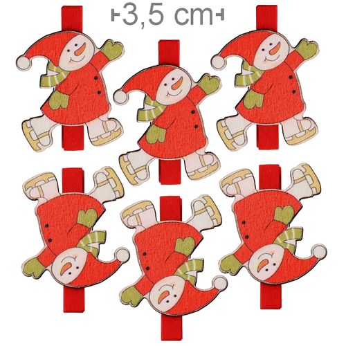 Pregador Mini Natal Ref.1505-90 Boneco de Neve Roupa Vermelha - 6 unidades