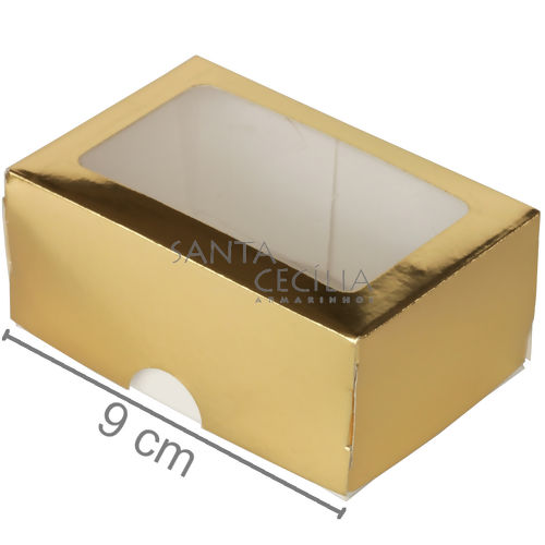 Caixa para Bem Casado 10 unid - S1 c/ Visor - 6 x 9 x 4 cm - Ouro