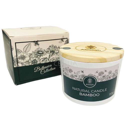 Vela Aromática Alessah 110g - Copo em Vidro e Tampa de Mdeira Vela Aromática Alessah:Bamboo/ Bambu