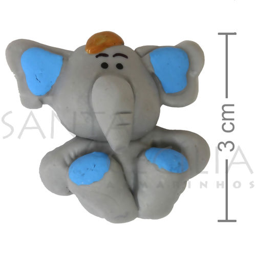 Apliques em Biscuit - Elefante Azul - 2 unid.