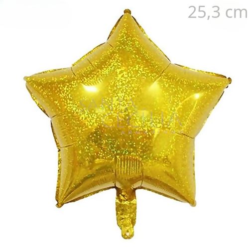 Balão Holográfico Estrela 25,3 cm Ouro Ref. Q01725