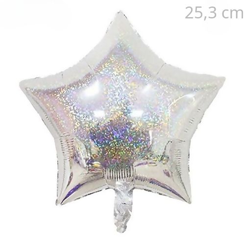 Balão Holográfico Estrela 25,3 cm Prata Ref. Q01726