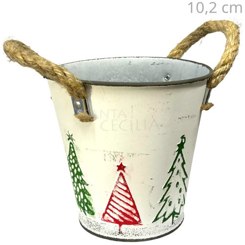 Balde Decorado Árvores de Natal - Branco Ref. 2507
