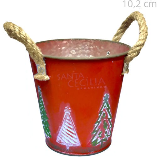 Balde Decorado Árvores de Natal - Vermelho Ref. 2507
