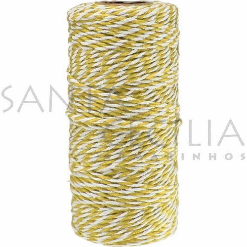 Barbante Listrado 1,5mm B3B4 - rolo com 100m - Amarelo