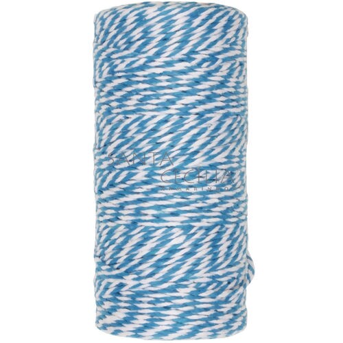 Barbante Listrado 1,5mm B3B4 - rolo com 100m - Azul Claro