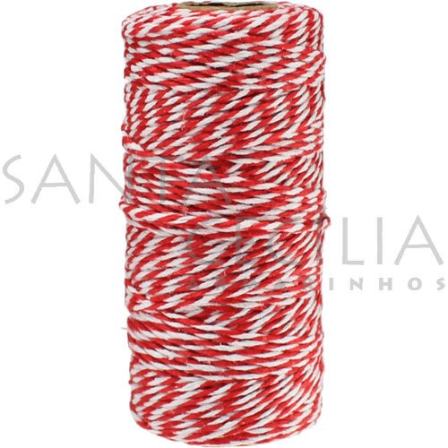 Barbante Listrado 1,5mm B3B4 - rolo com 100m - Vermelho