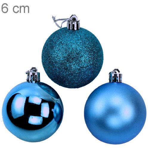 Bolas para árvore de Natal 6 cm - pacote com 12un - Azul Turquesa