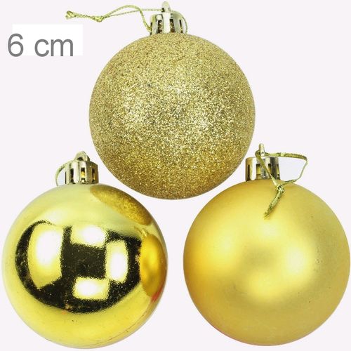 Bolas para árvore de Natal 6 cm - pacote com 12un - Ouro