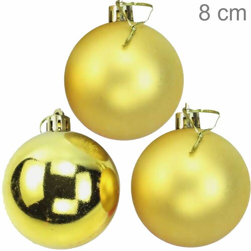 Bolas para Árvore de Natal 8 cm - Pacote com 5un - Ouro