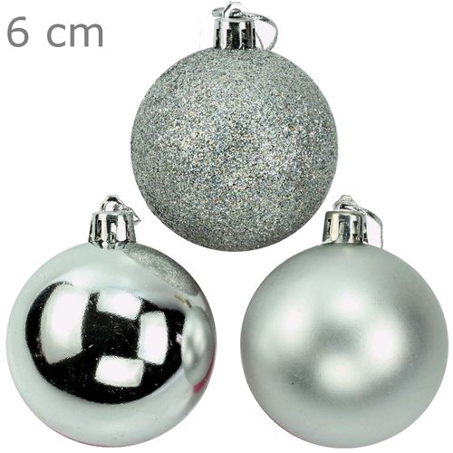 Bolas para árvore de Natal 6 cm - pacote com 12un - Prata