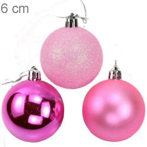 Bolas para árvore de Natal 6 cm - pacote com 12un - Rosa