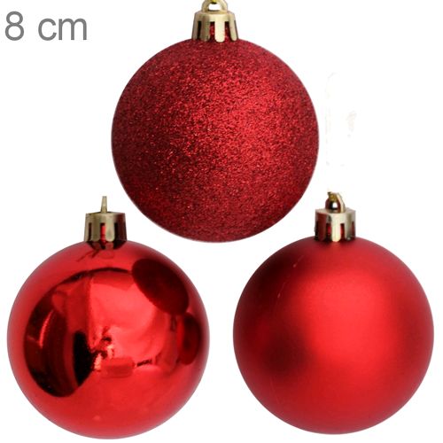 Bolas para Árvore de Natal 8 cm - 6 unid. - Vermelha - Ref.CB8