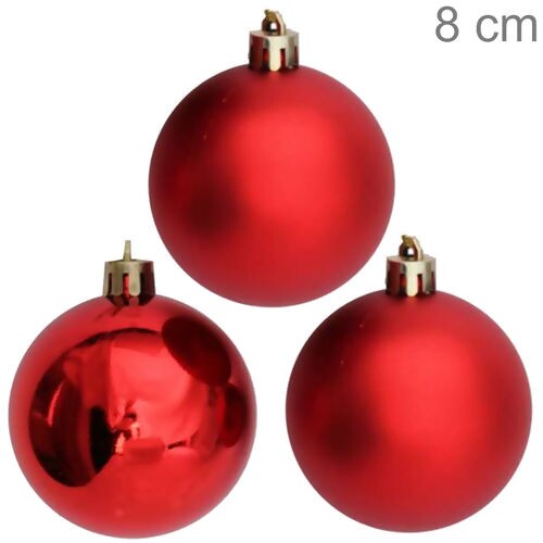 Bolas para Árvore de Natal 8 cm - Pacote com 5un - Vermelha