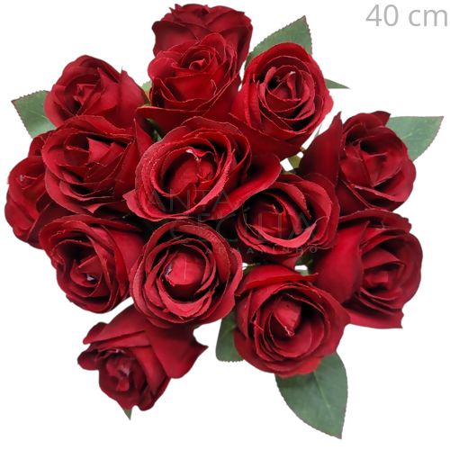 Buquê com 15 Rosas Artificiais Vermelhas Ref. A015