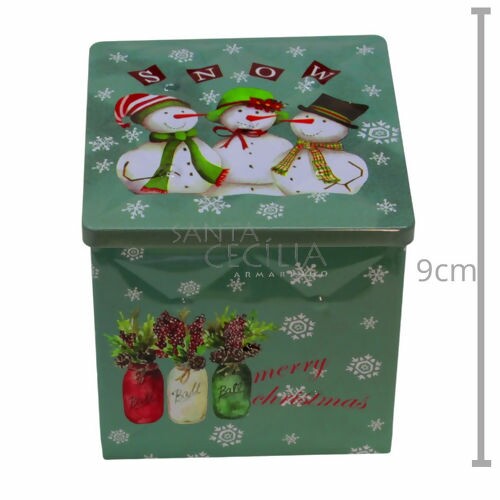 Caixa de Natal em Metal com Relevo Verde Ref. 03772
