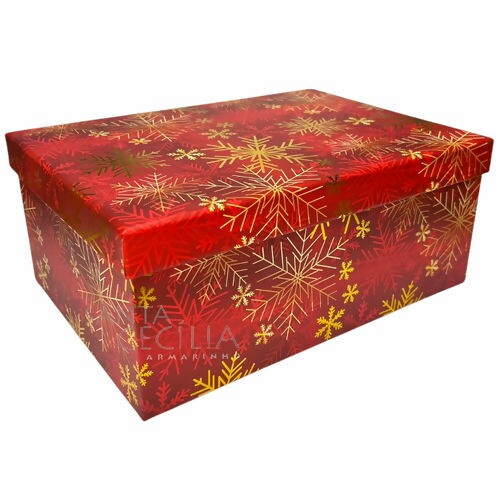 Caixa de Presente 10 unid. - Ref. 7486 Vermelha Flocos Ouro