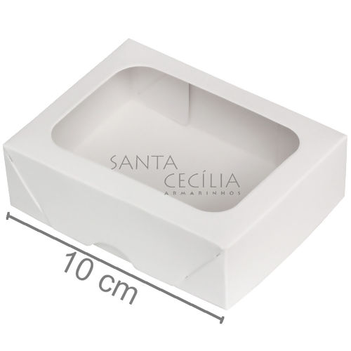 Caixa Retangular nº1 com Visor 10 unid. 7x10x3,5cm. Branca