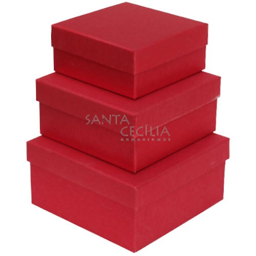 Caixa de Presente 3 unid. Ref. 10397-2 - Vermelha