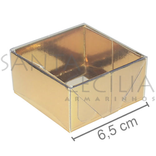 Caixa para Bem Casado 10 unid - N°9 - 6,5 x 6,5 x 3 cm - Ouro