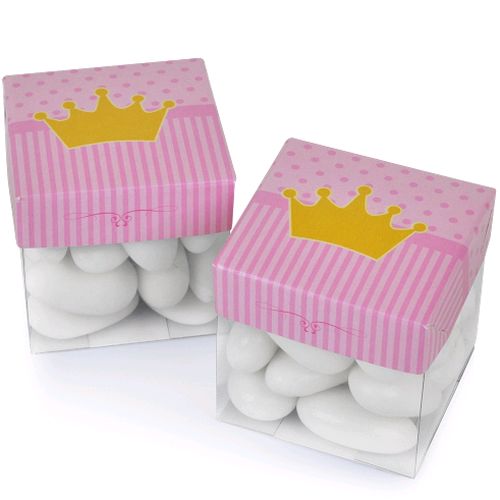 Caixinha de Acetato c/ Tampa de Papel 5x5cm - 10 unid - Coroa Rosa
