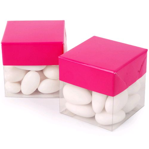 Caixinha de Acetato c/ Tampa de Papel 5x5cm - 10 unid - Lisa Pink