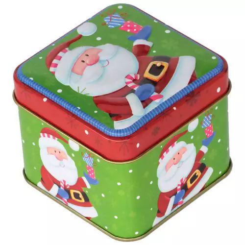 Caixa de Natal em Metal - Papai Noel 7,5 x 7,5 x 6,5 cm Ref. 03792