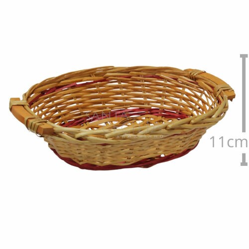Cesta de Fibra Natural Marrom com Vermelho - Ref. FD25-6