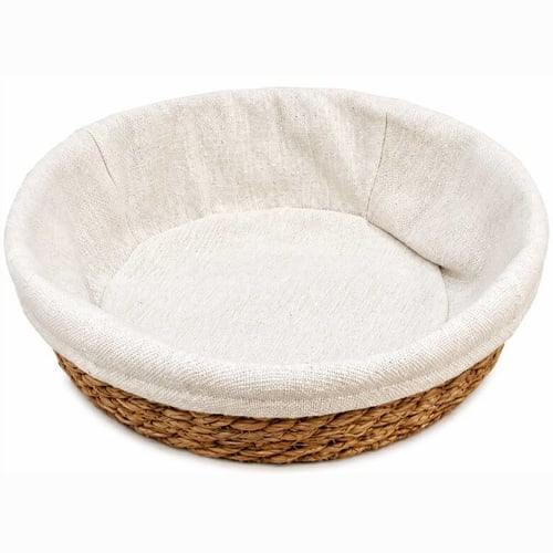 Cesta em palha Natural com Forro Redonda Ref. 24247