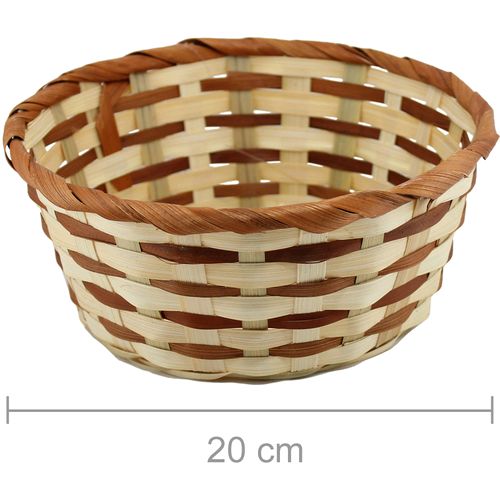 Cesta de Bambu Redonda 17HJ021 - Natural com Marrom