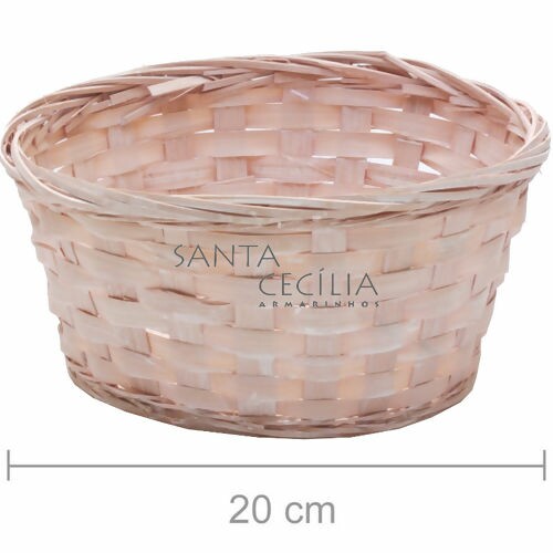 Cesta de Bambu Redonda HL153213 - Rosa Bebê