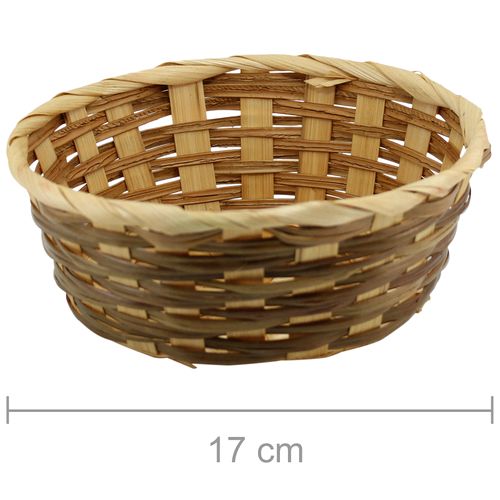 Cesta de Rattan Redonda D11 - Natural com Marrom
