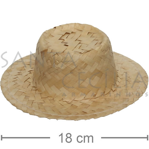 Chapéu de Palha Boneca Redondo 18cm