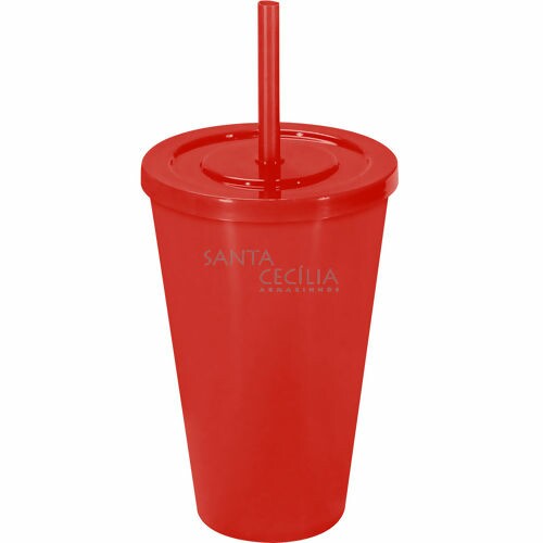 COPO PLÁSTICO PS 350ML C/ CANUDO CARRO CORRIDA VERMELHO - Casa das