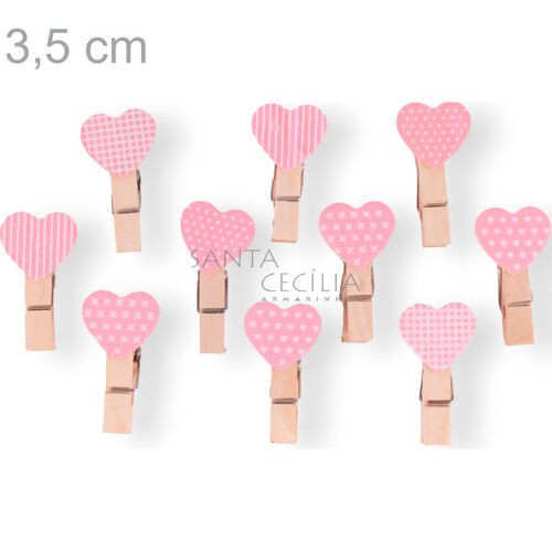 Pregador Mini Coração com Cordão - 10 unid. Lembrancinha