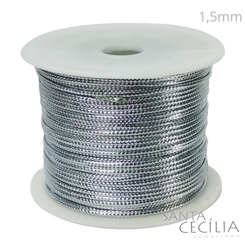 Cordão Metalizado 1,5mm - 50 m - Prata