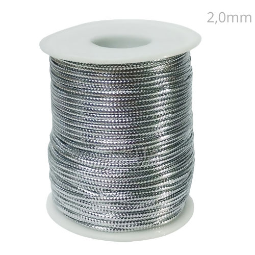 Cordão Metalizado 2,0mm - 50 m - Prata
