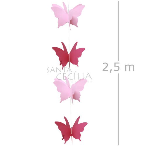Cortina Borboleta em Papel 3D - Ref. B1 Rosa