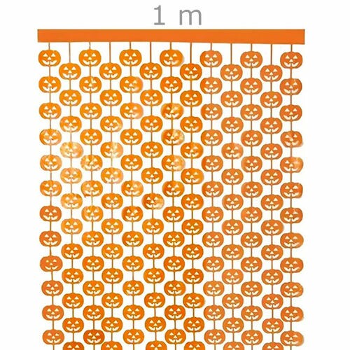 Cortina Metalizada 1x2m Halloween Abóbora - Ref. WDF73945