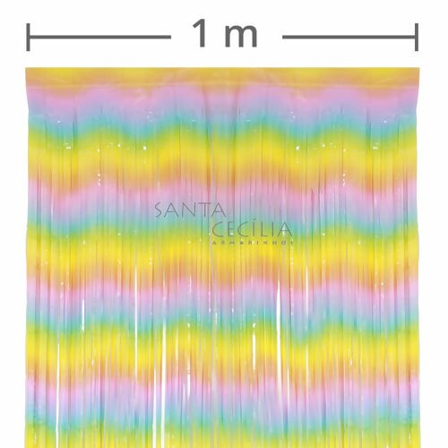 Cortina Franja 1x2m Tons Pastel Mesclada Candy Arco-íris - Ref.20-2