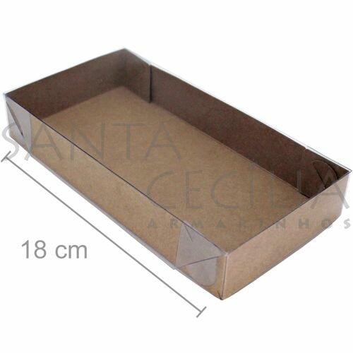 Caixa de Papel Kraft com Tampa de PVC CH-01 18x9x3 cm - 20un. 