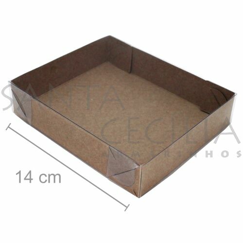 Caixa de Papel Kraft com Tampa de PVC CH-02 14x11,5x3 cm - 20un. 